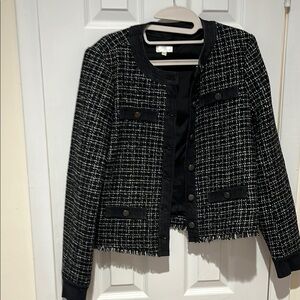 Chic Black Tweed Women's Jacket